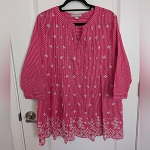 NWOT Woman Within Pink Striped Tunic